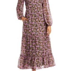 Lost + Wander Purple Floral Long Sleeve Dress